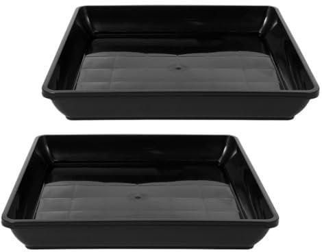 BESPORTBLE Sottovaso Quadrato per Piante: 2 Sottovasi Quadrati per Piante Vaschetta -Goccia Nera da 25 Cm Sottovasi per Fiori per Vasi
