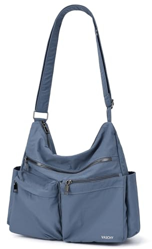 VASCHY Messenger Bag, Umhängetasche Herren Damen Groß Nylon Crossbody Shoulder Bag für Schule/Reise/Arbeit/Alltag