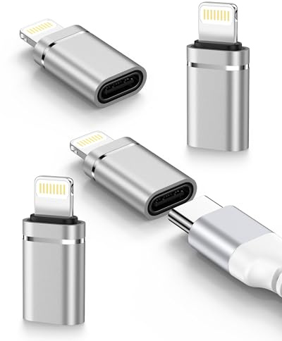 USB C to Lightning Adapter 4Pack, Type-C Female to iPhone Male Converter, USBC to iPhone Charger Dongle for Apple 14 Pro Max 13 12 11 XS XR 8 Plus, iPad/iPod/AirPods - Charging Only, Not for Audio/OTG