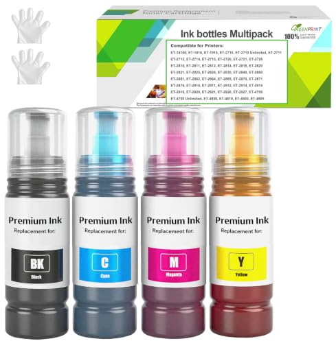 Ink Bottles Multipack Compatible with EPT104 Ink Refilling Bottles ET-2820 ET-4800 ET-2870 ET-2810 ET-2862 ET-2826 ET-2856 ET-4810 ET-2811 ET-2812 ET-2814 ET-2815 ET-2821 ET-2710 Printer (4 Pack)