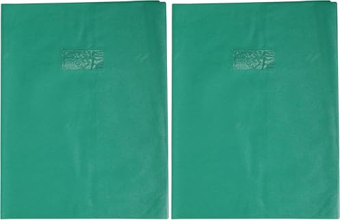 Calligraphe 72405AMZC Un Protège-Cahier Grain Cuir Vert sapin - 24x32 cm - 22/100ème avec Porte-Étiquette - PVC Opaque (Lot de 2)