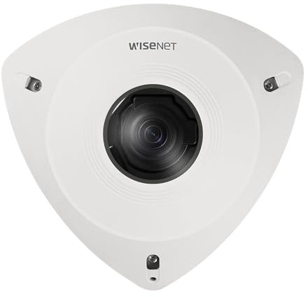 Hanwha Techwin TNV-8011C 5MP Anti-Ligature Corner Mount IP Camera | PoE, IK10, H.265, WDR, Hallway View, microSD | CCTV Security Camera With 2.3mm Fixed Lens