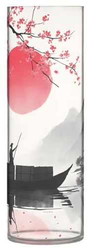 Quteprint Japanisches Boot Kirschblüten 30 cm hoch, transparente Blumenvase für Tafelaufsätze, Heim- und Innenbereich, Kunststoffvase für Wohnzimmer, Küche, Schlafzimmer, Bauernhaus
