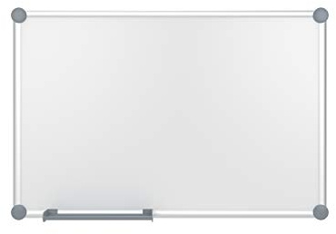 MAUL Whiteboard 60 x 90 cm MAULpro weiß emailliert mit silbernem Alurahmen | kratzfeste Schreibfläche, magnethaftend trocken abwischbar, Ablageschale für Marker, Hoch- und Querformat montierbar