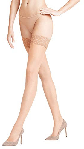 FALKE Damen Stay-Ups Shelina, Fein 12 DEN, 1 Paar, Beige (Sun 4299), M 9.5-10