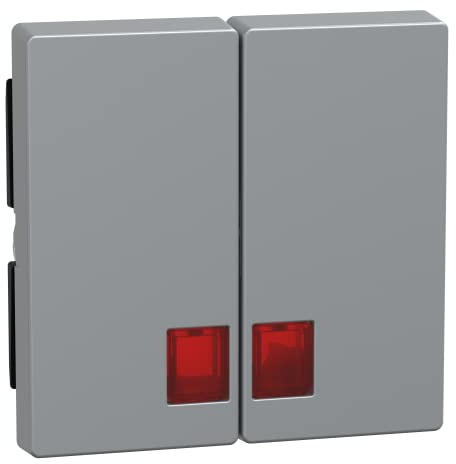 Schneider Electric Merten MEG3456-0460 Doppelwippe für Schalter mit rotem Symbolfenster, aluminium, System M, Made in Germany
