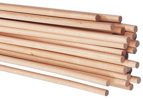 Party Discount Rundstäbe, 1m Länge, 10 Stück, Holzstäbe aus Buche, astfrei, für diverse Bastelarbeiten, Dekoration, Garten (10mm)