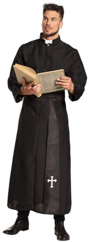 Boland - Kostüm für Erwachsene Priester, Toga und Gürtel, Schwarz, Tunika, Heiliger, Kardinal, Pfarrer, Kirche, Motto Party, Karneval