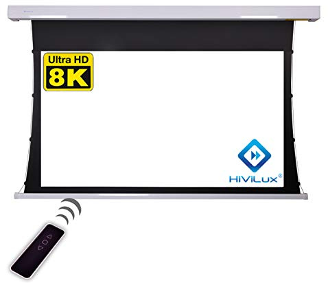 HiViLux - telo per proiettore, motorizzato, a doppio binario, 1,0, bianco, panno in pellicola professionale per cinema/3D/4K/UHD/Serie TXN, (16:9, immagine:187 x 105cm, diagonale 84inch bianco)