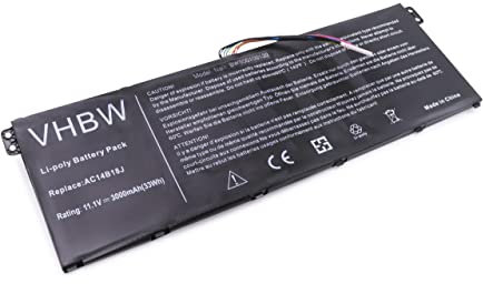 vhbw 1x batteria compatibile con Acer Aspire 3 A315-55G-53CJ, 3 A315-55G-53HX, 3 A315-55G-541R notebook (3000mAh, 11,4V, Li-Poly)