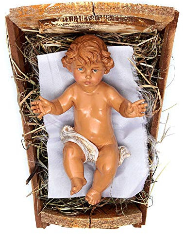 Holyart Jesuskind Weihnachtskrippe mit Wiege, Fontanini Krippe, 45 cm