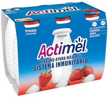 Actimel Yogur bebible fresa - con probioticos, fermentos y vitaminas- Pack 6x100g