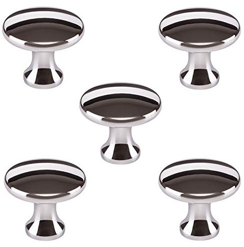 5 x SO-TECH® Möbelknopf DENISE Chrom poliert Ø 29 mm - Design trifft auf Funktion - Knopfgriff Küchengriff Küchenknopf Möbelgriff