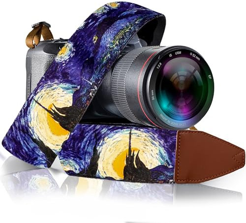 Van Gogh Starry Night Camera Strap - Universal DSLR Camera Strap, Vintage Neck Shoulder Camera Belt for Canon, Nikon, Sony, Fujifilm, and Digital Camera - Artistic & Vibrant Design …