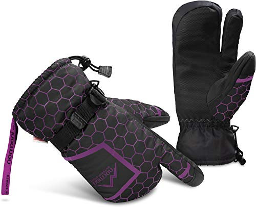 normani Thermo Winterhandschuhe warm gefüttert wasserdicht Winddicht atmungsaktiv Unisex Skihandschuhe mit ComforMax Füllung Farbe Schwarz/Violett Größe S