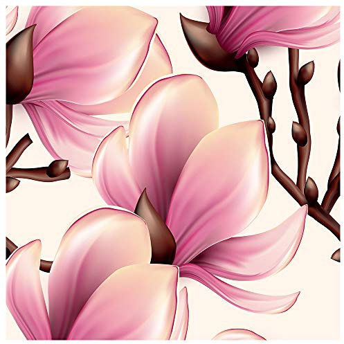 murando Vlies Tapete Blumen Magnolien - Deko Panel Fototapete Wanddeko 10 m Tapetenrolle Mustertapete Wandtapete modern design Dekoration - violett beige braun b-B-0314-j-a