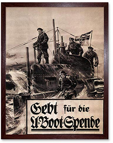 Wee Blue Coo War Propaganda D U-Boat Submarine Navy First World Germany Art Print Framed Poster Wall Decor Kunstdruck Poster Wand-Dekor-12X16 Zoll