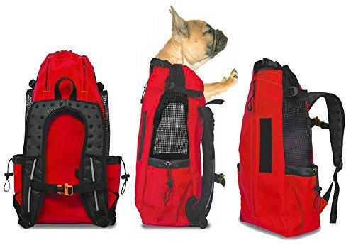 WLDOCA Hunderucksäcke für mittlere Hunde bis 15kg - Atmungsaktiver Faltbarer hundetransporttaschen - Geeignet für Motorradfahren, Wandern, Einkaufen, Reisen - Sicherheit Komfort,Red,L