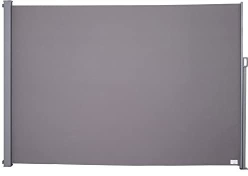 Outsunny Store latéral Brise-Vue rétractable 300 x 200 cm, paravent extérieur en Aluminium, Protection Solaire, Brise-Vue Extensible pour Balcon, Jardin, terrasse, Gris