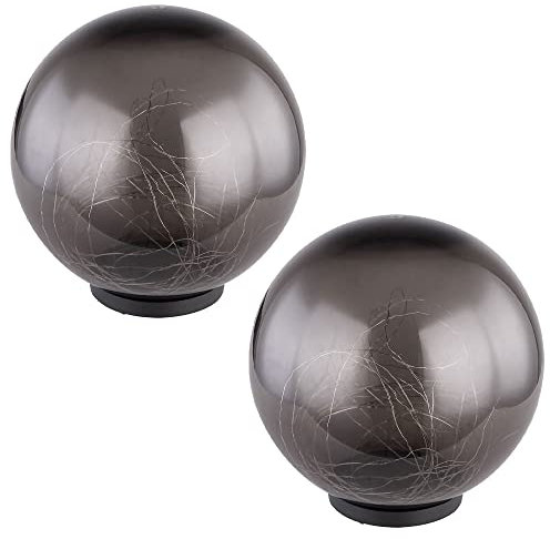 etc-shop 2er Set LED Solar Steck Leuchte Garten Deko Beleuchtung Lichterketten Kugel Außen Lampe rauch