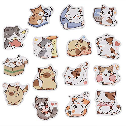 45 Stück Kawaii Katzen-Aufkleber DIY Aufkleberbogen, Matt, Mehrfarbig, Cartoon, Einmalgebrauch, Indoor, Wasserdicht, Kristall, Aufkleber, Sticker, Papieren, für Notizbuch-Dekoration