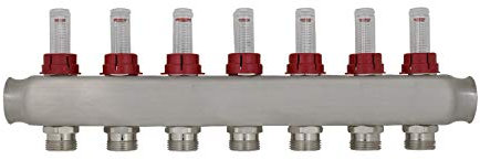 Collettore riscaldamento a 2 3 4 5 6 7 8 9 10 11 12 circuiti con flussometro riscaldamento a pavimento termosifoni per tubo multistrato pex (7 circuiti)