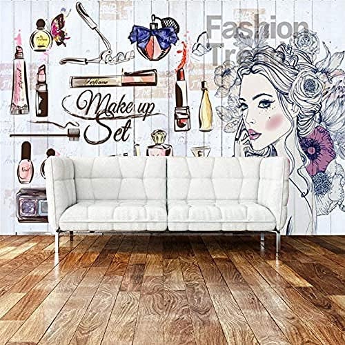 Mode Nagel Shop Tapete Beauty Salon Tapete Kosmetik Shop Hintergrund Wand Make up Shop Nagellack Aquarell 3D Wandbi Wanddekoration fototapete 3D Tapete effekt Vlies wandbild Schlafzimmer-200cm×140cm