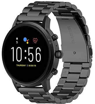 Tencloud Cinturino in metallo compatibile con Fossil GEN 5 Garrett HR/Carlyle HR/Julianna HR/Gen 4 Explorist HR/Sport 43 mm, cinturino da 22 mm, cinturino di ricambio in acciaio inox, Metallo in