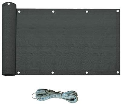 Rebecca Mobili Écran De Confidentialité, Revêtement De Balcon Gris Anthracite, Polyéthylène, Anti-UV, avec Oeillets Corde - Dimensions: 0,75 x 6 m (HxL) - Art. RE6584