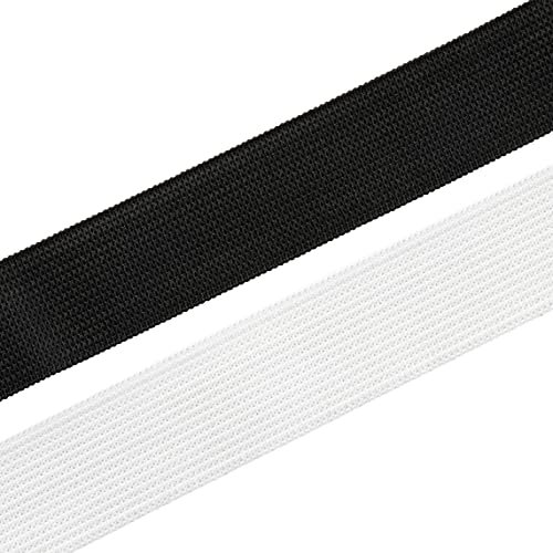 Realm Flat Elastic Band Black & White Sewing Crafts DIY Stretch (1/4 inch, 3/8 inch, 1/2 inch, 1 inch) (Black, 1 1/2 inch - 5m)
