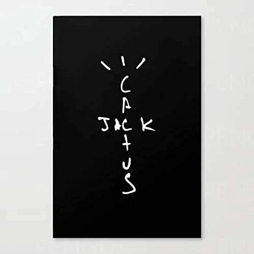oeuvre Toile Cactus Jack Peintures Décor À La Maison Noir Photos Lettres Affiche Imprimée Moderne Pour Salon Mur Art 50x70cm (20x28in) Sans Cadre