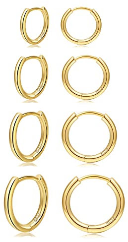 Senteria Sterling Silber Kleine Golden Creolen für Damen Goldene Huggie Creolen Kleines Goldenes Creole Set für Knorpel Zweites Loch Kleine Goldene Mini Creole für Mädchen
