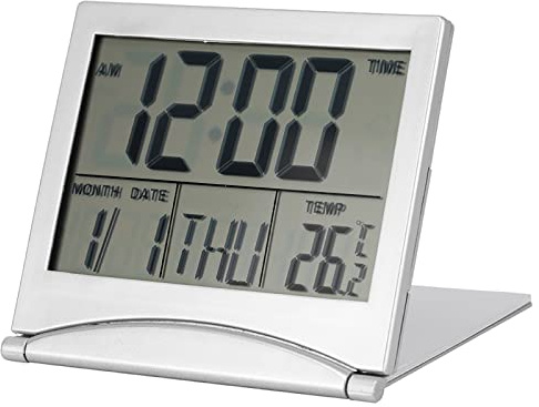 Marhynchus Wecker, Digitalwecker, Wanduhr Radio Tischuhr, LCD-Uhr, Tragbar, Zusammenklappbar, Reisewecker, Snooze-Funktion, Kalender, Datum, Woche, Wecker