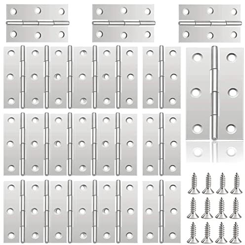20 Piezas Bisagras de Acero Inoxidable Bisagra de Puerta de Acero Inoxidable Bisagra Plana Plegable 55 * 34 mm para Puertas de Gabinete Herrajes para Muebles con Tornillos