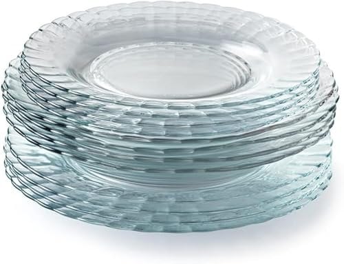 Duralex® Colección Le Picardie®,Plato ondulado de cristal,Cena 23 cl, sopa 23 cl y postre 20.5 cm,Set,Resistente a los arañazos, fabricado en Francia (transparente, juego de 12)