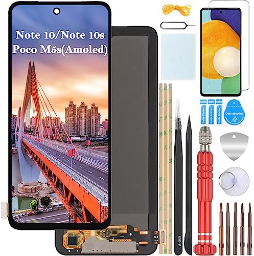 YHX-OU 6.43'' Negra AMOLED Pantalla LCD de pulgadas para Xiaomi Redmi Note 10 M2101K7A Redmi Note 10S M2101K7B Pantalla LCD Display Pantalla Táctil de repuesto con herramientas + Cristal templado