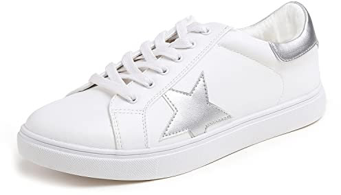 Feversole Mocassini Piatti Casual da Donna, alla Moda, con décolleté, Scarpe da Ginnastica, Taglia 3,5-7, Stella in Oro Rosa., 38 EU