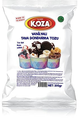 Koza Rolleis Thai Style 280gr - Eis selbermachen I Eispulver ohne Eismaschine I Speiseeis Pulver | eiscreme pulver | Roll Ice Cream Powder | eis pulver | Eismix | Halal | Grundmischung (Vanille)