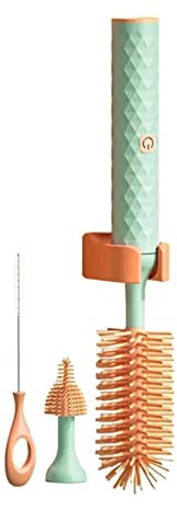 VALINK Baby Bottle Brush, Electric Silicone Bottle Cleaner Brush Set, Rechargeable Silicone Brushes Set with Replaceable Brush Head for Cleaning Bottles and cups Green