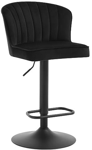 EUGAD Barhocker höhenverstellbar, Barstuhl 360° drehbar, Küchenhocker mit Rückenlehne Fußstütze, für Küche Kücheninsel Wohnzimmer, aus Samtbezug Polsterung Metallgestell, Schwarz, 1055BY-1