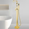 Standarmatur Freistehend Wannenarmatur Wasserfall, Flacher Auslauf 360° Schwenkbar Freistehende Badewanne Mit Armatur,Gold