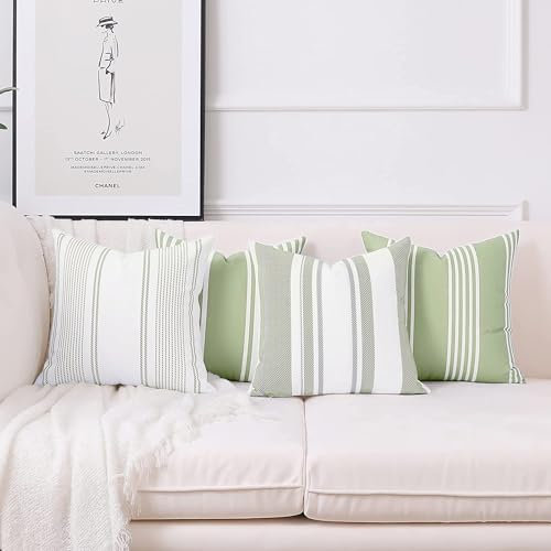 Homefeelzydys Packung mit 4 Kissenbezügen im Landhausstil kariert 45 x 45 cm Baumwolle dekorative Kissenbezüge Kissenbezug für Couch Bank Sofa