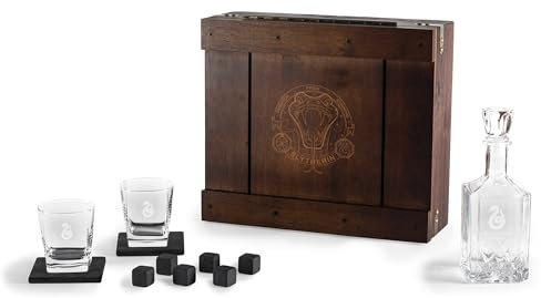 PICNIC TIME Harry Potter Slytherin Trinkglas Set mit Dekanter Geschenkbox, Harry Potter Geschenke, (Eichenholz)
