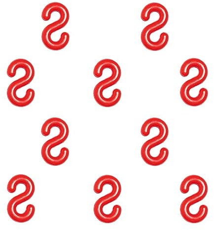 FORZA Ganci A S per Catene - Spessore di 6mm/8mm | Pacco da 10 | Plastica Durevole (8mm, Rosso)