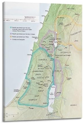 HAYZE Mapa Israel Nos Dias De Jesus, Poster, dekorative Leinwand, Wand- und Kunstposter, Gemälde, 30 x 45 cm