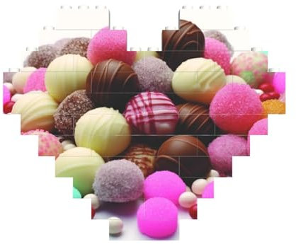Farbe Zucker gedruckt Baustein Block Puzzle Herzförmiges Bild DIY Baustein Puzzle Personalisierte Liebe Ziegel Puzzles für Ihn, für sie, für Liebhaber