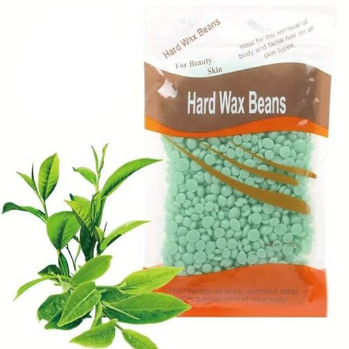 NTEK 1KG Hard Wax Beads | Gentle Hair Removal Wax Beans for Full Body | Brazilian Bikini Face Legs Eyebrow | No Strips Needed | Professional Hard Wax Beads Hair Removal for All Body (tea tree)