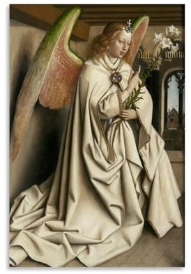 Jan Van Eyck Painter Works《The Gent Altar Erzengel Gabriel》Bedruckte Poster Geschenke Leinwand Gemälde Wandkunst Dekorative Bild Drucke Moderne Dekoration 40 x 60 cm