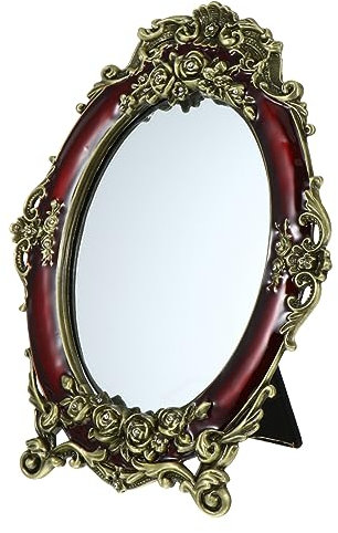 Angoily 1stk Schminkspiegel Kommode Aus Metall Vintage Tischspiegel Ovaler Spiegel Rosendekor Desktop Dekorative Spiegel Retro-kosmetikspiegel Vintage-dekor Bilden Schönheitsspiegel Glas