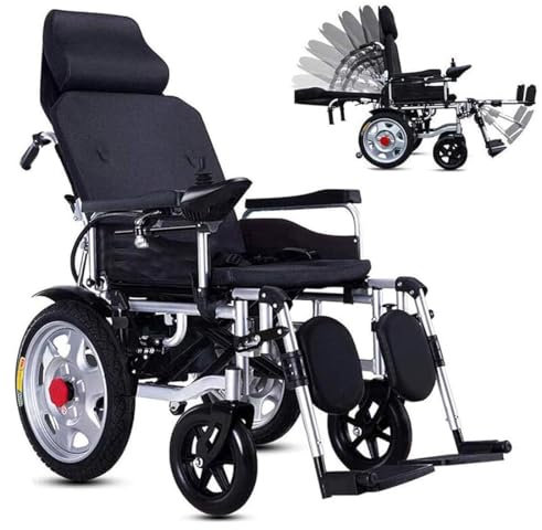 PXOCDEO Faltbarer Elektrische Rollstühle, elektrisch einstellbare Rückenlehne end Fußstütze, 24V Li-ion-akku, rollstuhl elektrisch faltbar Für Die Wohnung, ältere, Behinderte Menschen,20a